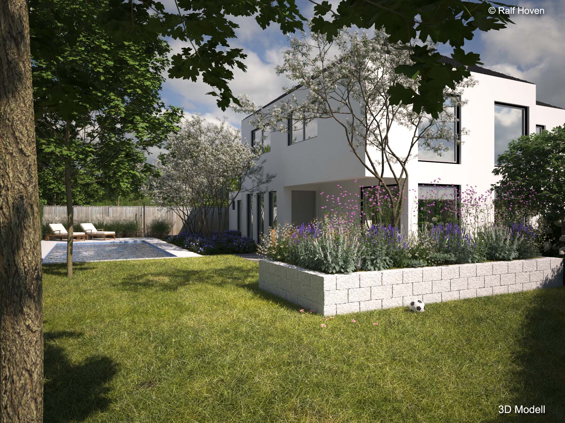 Gartengestaltung Frechen K&ouml;nigsdorf, Wasserbecken, Teich, Treppenanlage, modern