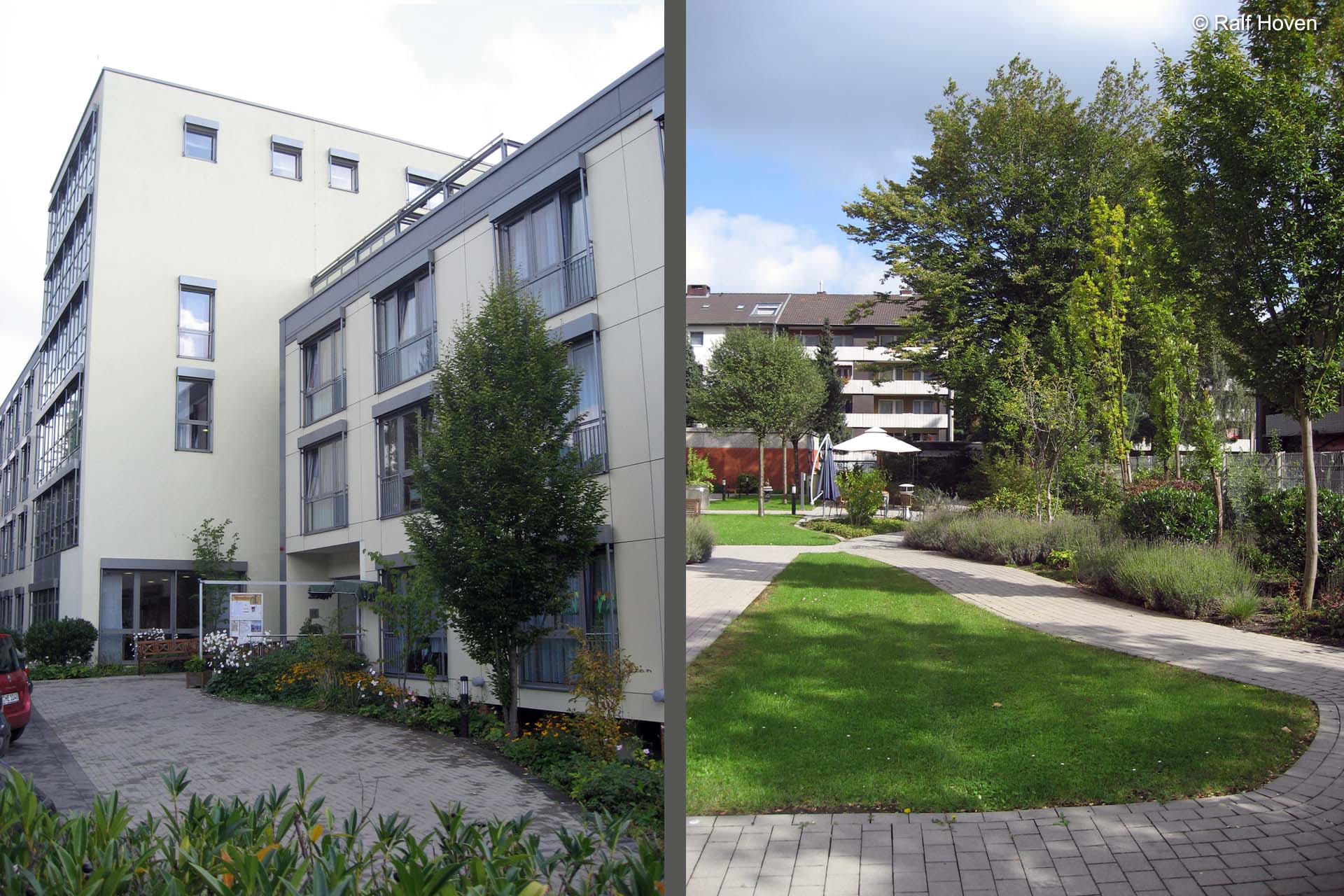 Aussenanlagen Br&uuml;hl Au&szlig;enraum Aufenthaltsqualit&auml;t Wege Betonpflaster