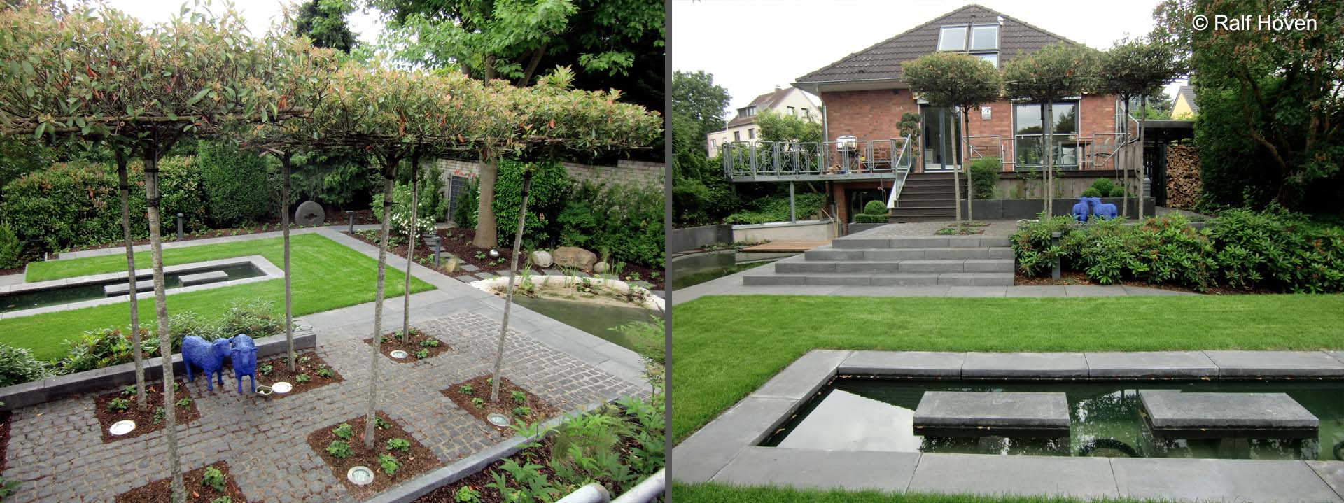 Gartengestaltung Frechen K&ouml;nigsdorf, Wasserbecken, Staudenbeete, modern