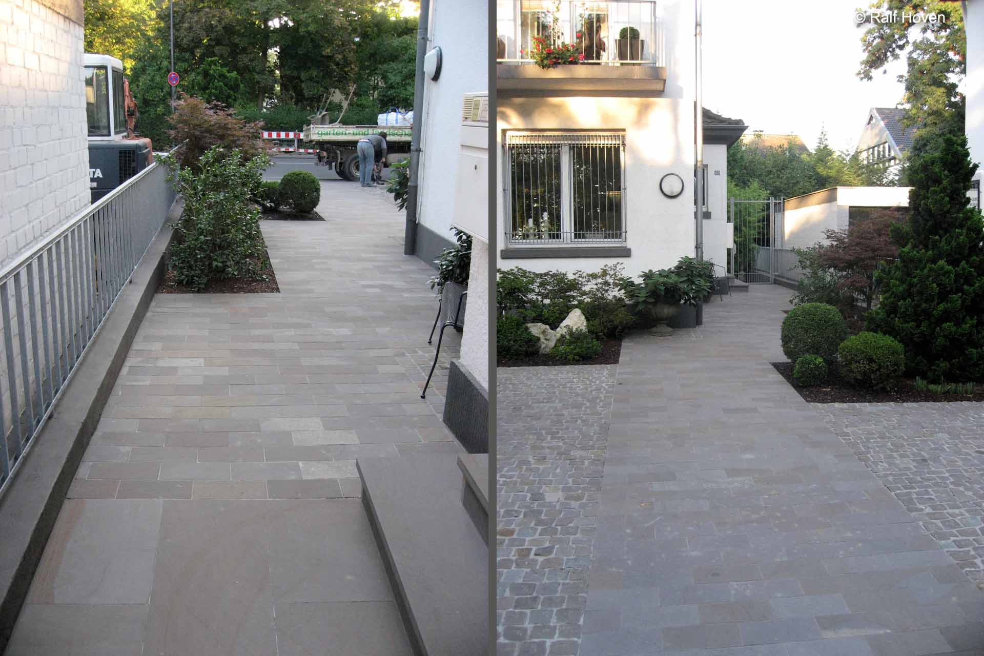 Gartengestaltung in K&ouml;ln Wege Terrrassen Naturstein Kalkstein