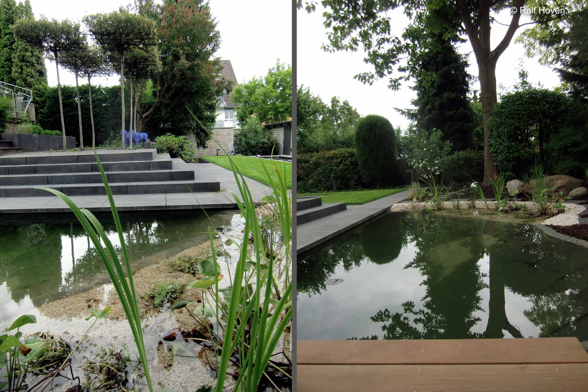 Gartengestaltung in Köln, Wasserbecken, Wasserschütte
